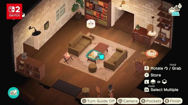 استفاده از کنترل های موس Animal Crossing New Horizons امکانات جدید برای Switch 2 برای چیدمان مبلمان، همان طور که در نمایش نینتندو دایرکت برای بازی نشان داده شد