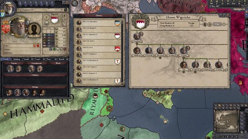 اسکرین شات Crusader Kings 2 از یک نقشه و پنجره موجودی، از بهترین بازی های رایگان Steam.