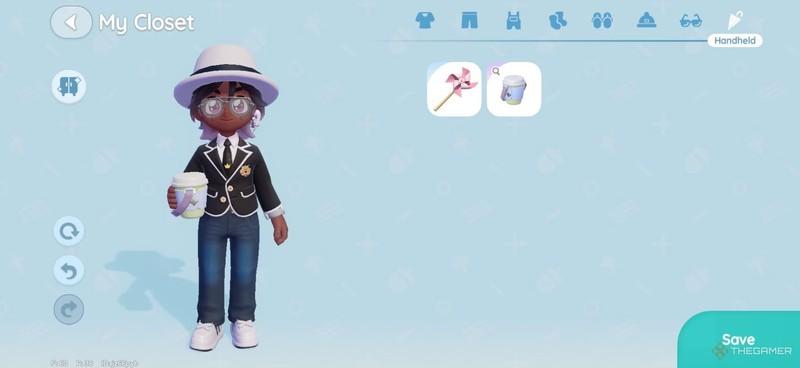 ایده لباس Heartopia: یه بازیکن در Heartopia که یک ست لباس نیمه رسمی پوشیده.