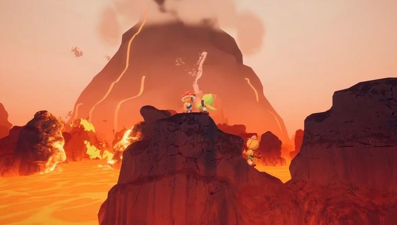 بازیکن هایی که در حال کمک به همدیگه برای بالا رفتن از صخره ای نزدیک یک آتشفشان در PEAK هستن، موفقیتی که منجر به دریافت جایزه شکلاتی Valve شد.