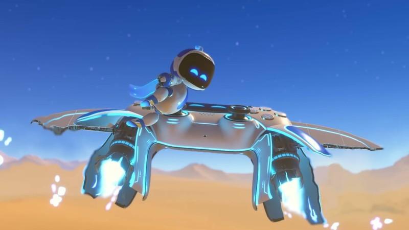 Astro Bot در حال پرواز با سفینه Dual Speeder خودش، مثالی از هوش مصنوعی در بازی های PlayStation AI رد کردن مراحل