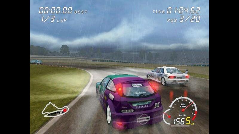 یک ماشین در جاده ای بارانی در TOCA Race Driver – ساخته سازنده Forza Horizon و Codemasters