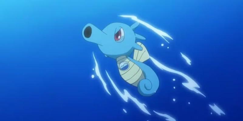 هورسی در حال شنا کردن رو به بالا در انیمه Pokemon - نحوه ساخت Lego Pokemon ارزان