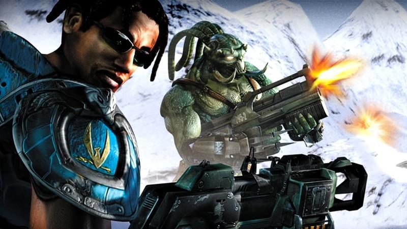دانلود رایگان Unreal Tournament 2004: دو شخصیت در حال شلیک با سلاح های خود هستند