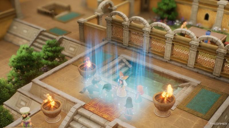 کل گروه در حال تغییر شغل در Alltrades Abbey در Dragon Quest 7 Reimagined. این نشان دهنده Dragon Quest 7 Reimagined تفاوت ها در بخش های جانبی است.