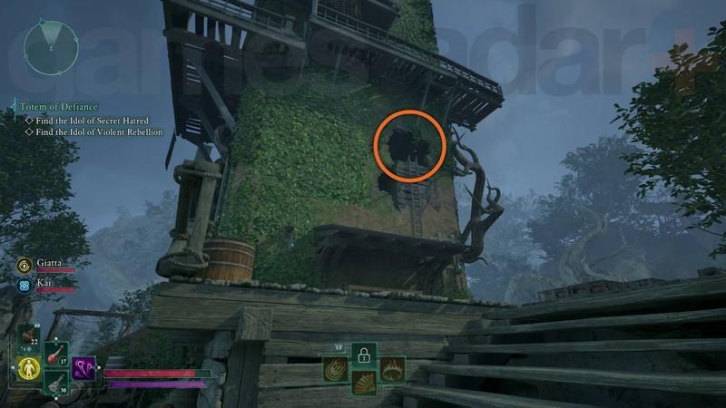 نردبان مقر رنجرها برای پیدا کردن بت Idol of Violent Rebellion در Totem of Defiance در Avowed