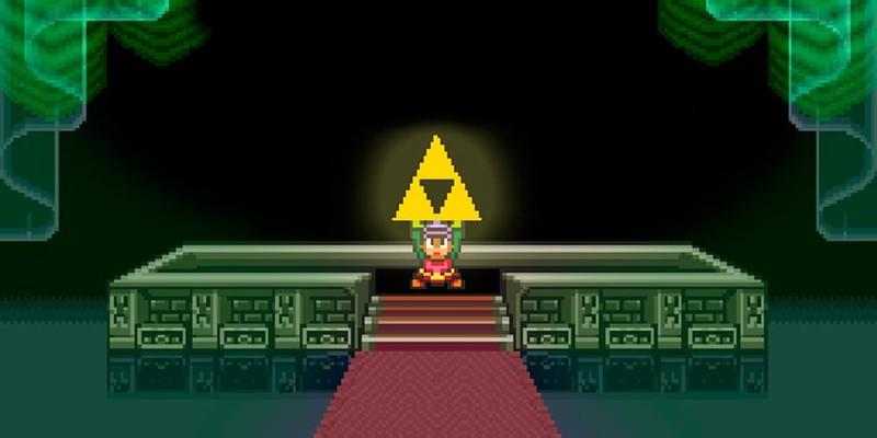 لینک در حال به دست آوردن Triforce در بازی A Link to the Past، یکی از بهترین بازی های رایگان The Legend of Zelda Switch
