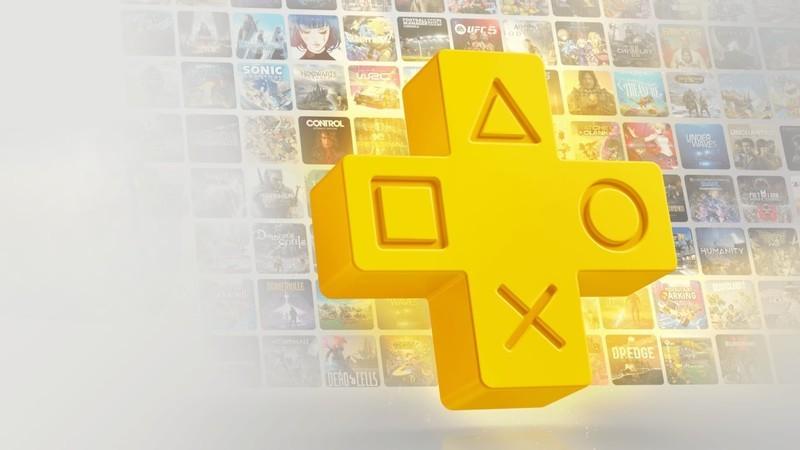 لوگوی PS Plus به همراه کاور بازی ها در پشت آن. از فرصت تخفیف ویژه PS Plus Premium استفاده کنید.