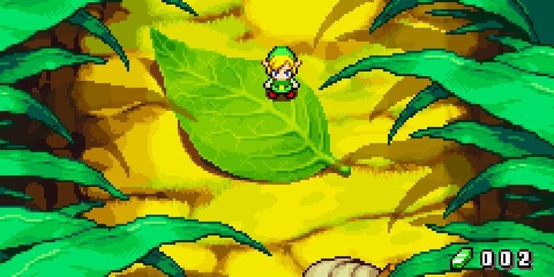 نسخه کوچکی از لینک روی یک برگ در بازی The Minish Cap، یکی از بهترین بازی های رایگان The Legend of Zelda Switch
