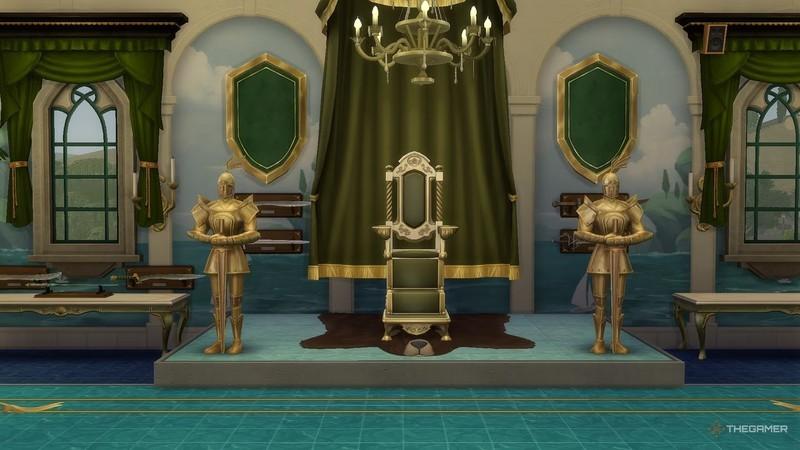 The Sims 4 A throne surrounded by suits of armor. The Sims 4 راهنمای خرید
