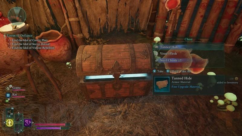 مواد باکیفیت برای ارتقا تجهیزات Avowed مثل فولاد و پوست در یک صندوقچه چوبی