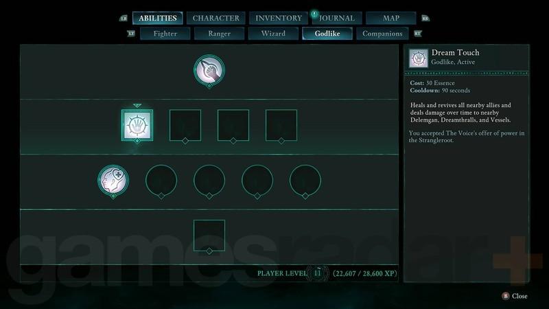 نمای درخت مهارت Godlike و قابلیت Dream Touch در Avowed درخت های مهارت و قابلیت ها