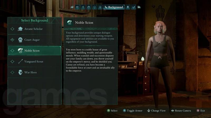 Avowed ویژگی ها و پیشینه: پیشینه Noble Scion