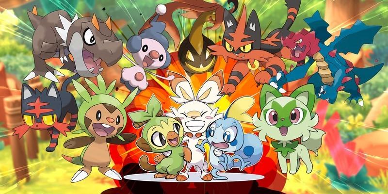 پوکمون های خندان مختلف دور یک اسکوربانی جمع شده اند. Pokémon Gen 10 لو رفته