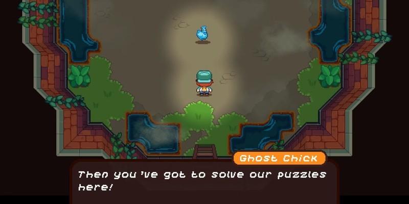 Under The Island game Ghost Chick telling the player they have to solve puzzles for Under the Island حل پازل مرغداری نفرین شده