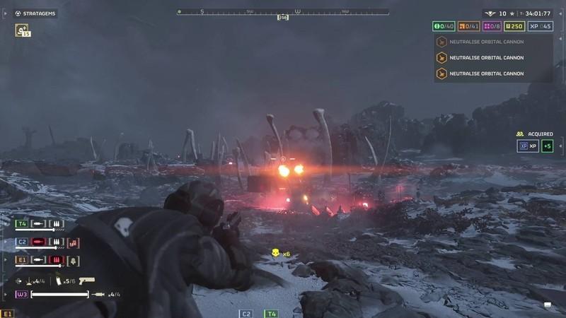 Helldivers 2 helldiver firing grenade pistol at automaton fabricator - Helldivers 2 بهترین سلاح کمکی