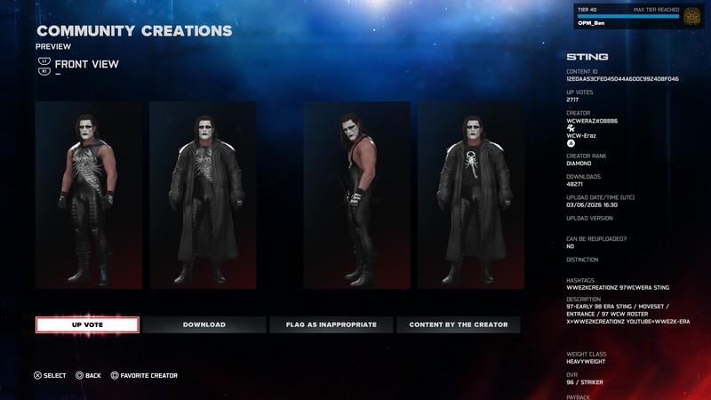 بهترین CAW برای WWE 2K26: استینگ (شروعی برای بخش Universe با تم WCW)