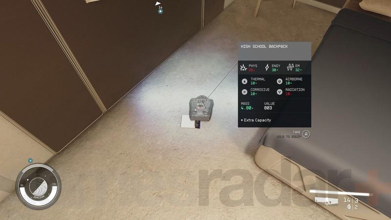 کوله پشتی High School برای افزایش وزن حمل Starfield