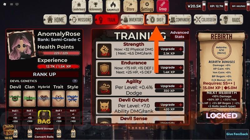 تب فروشگاه برای وارد کردن Chainsaw Man Incremental کد هدیه