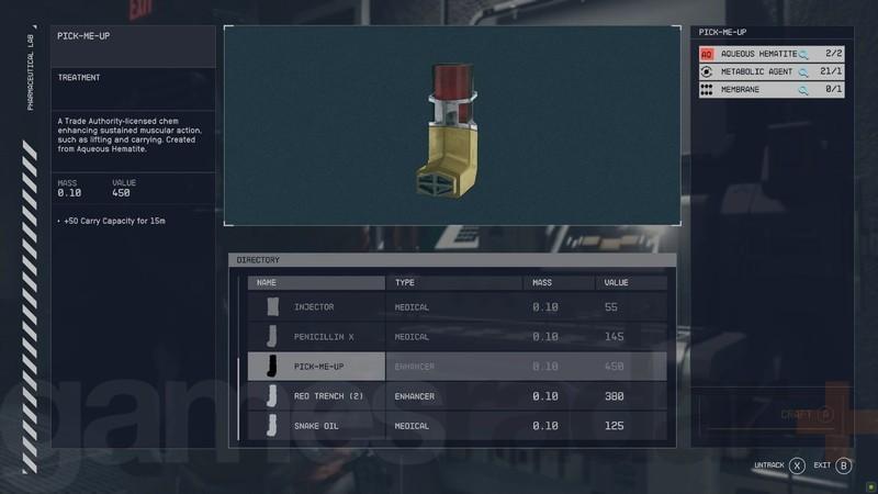 داروها و غذاها برای افزایش وزن حمل Starfield