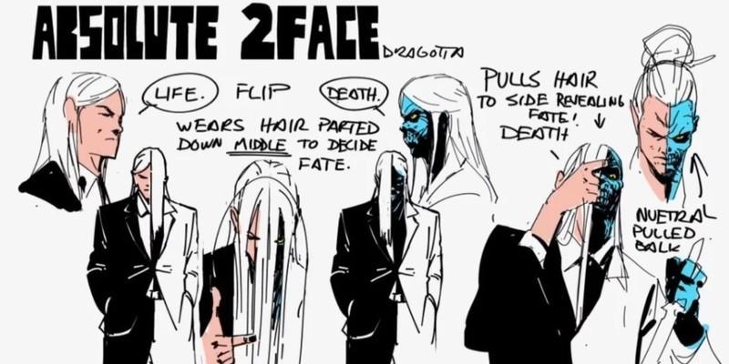 Absolute Batman Two-Face طراحی - طرح مفهومی هاروی دنت اثر نیک دراگاتا