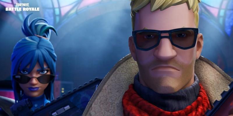 اخراج سازنده Jonesy در Fortnite: جونزی و یه شخصیت دیگه که توی Fortnite به صفحه خیره شدن.