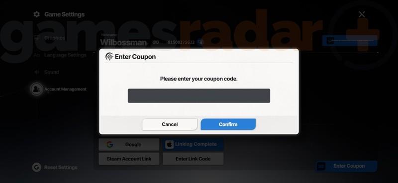 منوی کوپن برای استفاده از کد هدیه Star Savior