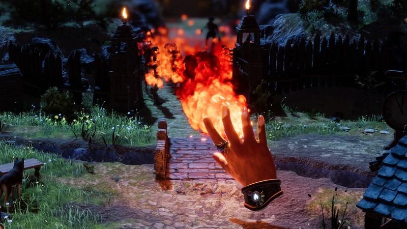 ثبت نام بتا Masters of Albion: اسکرین شاتی از Masters of Albion که یه دست شناور تحت کنترل بازیکن رو نشون می ده که داره با استفاده از جادوی آتش دشمن ها رو می کشه.