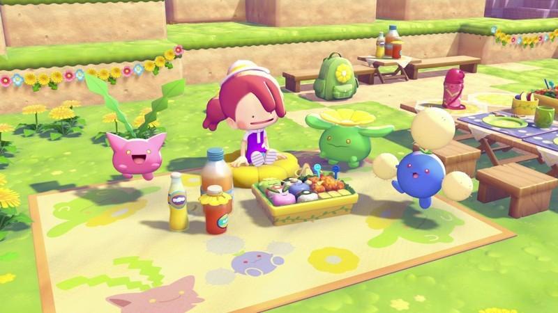 شخصیت دیتو در حال وقت گذرونی با هاپیپ، اسکیپ لوم و جامپ لاف در Pokemon Pokopia. این روش برای دستیابی به Hoppip Pokopia بعد از رویداد مفید است.