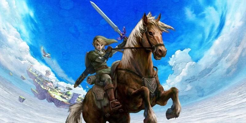 تصویری از لینک سوار بر اپونا با پس زمینه آسمان و اسکای لافت در بازی The Legend of Zelda: Skyward Sword. Zelda: Skyward Sword HD مشکل Switch 2