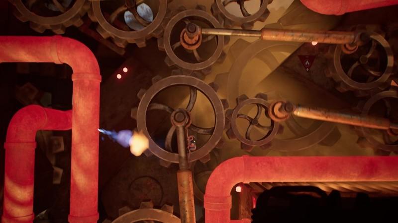 نقد بازی اختاپوس Darwin's Paradox: داروین در حالی که چرخ دنده های اطراف می چرخن و لوله های داغ بخار ساطع می کنن، روی پیستون ها می خزه