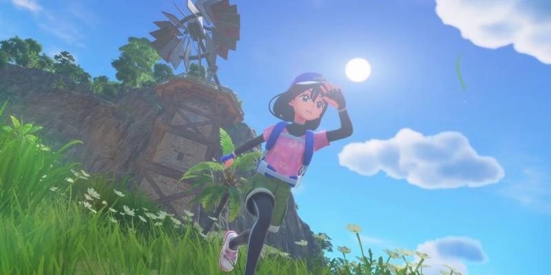 کاراکتر پوکمون وینز اند ویوز در حال دویدن با پس زمینه آسیاب بادی و آسمان. شخصی سازی بهتر بازیکن در Pokémon Winds & Waves: اصلاح اشتباهات در این زمینه.