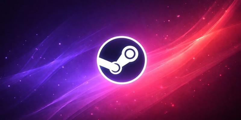 Steam logo on purple and red wave background - استیم آیتم رایگان