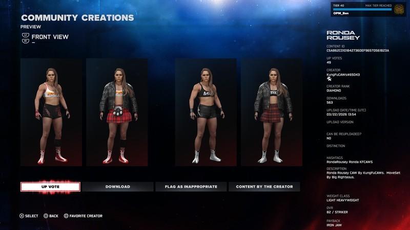 بهترین CAW برای WWE 2K26: روندا رزی (اولین حضورش در AEW)
