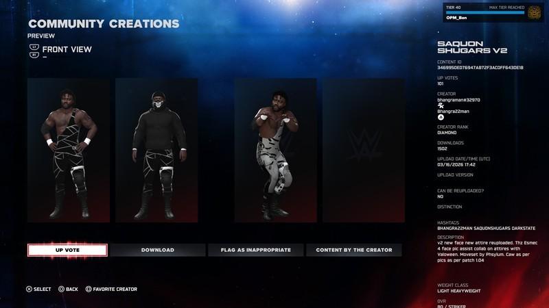 بهترین CAW برای WWE 2K26: ساکون شوگرز (از گروه DarkState)