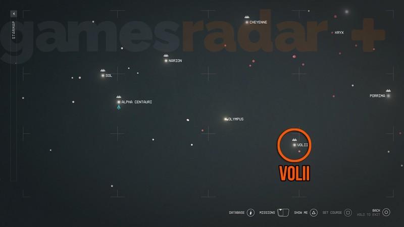 مکان Neon در Starfield روی نقشه ستاره ای