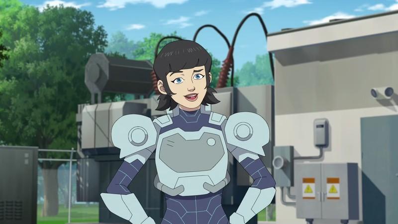 فیگور گرفتن Tech Jacket (زویی) بدون کلاهخودش در قسمت 5 از فصل 4 Invincible بعد از پیروزی در یک نبرد، تصویری از دلیل Invincible چرا Tech Jacket عوض شد.