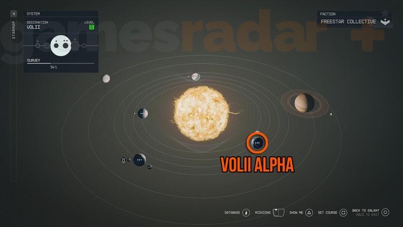 مکان Neon در Starfield روی نقشه ستاره ای